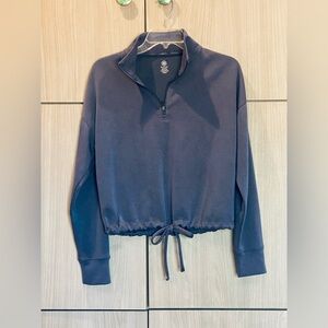 Gaiam Hudson Sweatshirt Medium M Indigo Blue Cinched Mock Neck GUC